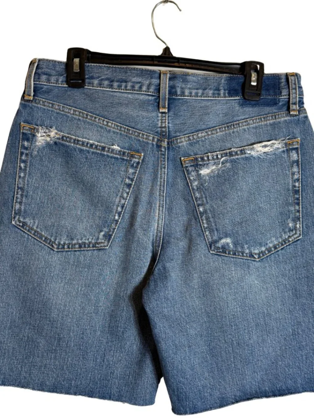RE/DONE Loose Long Denim Jean Short Women's 27 Minerva Destroy Distressed NWOT
